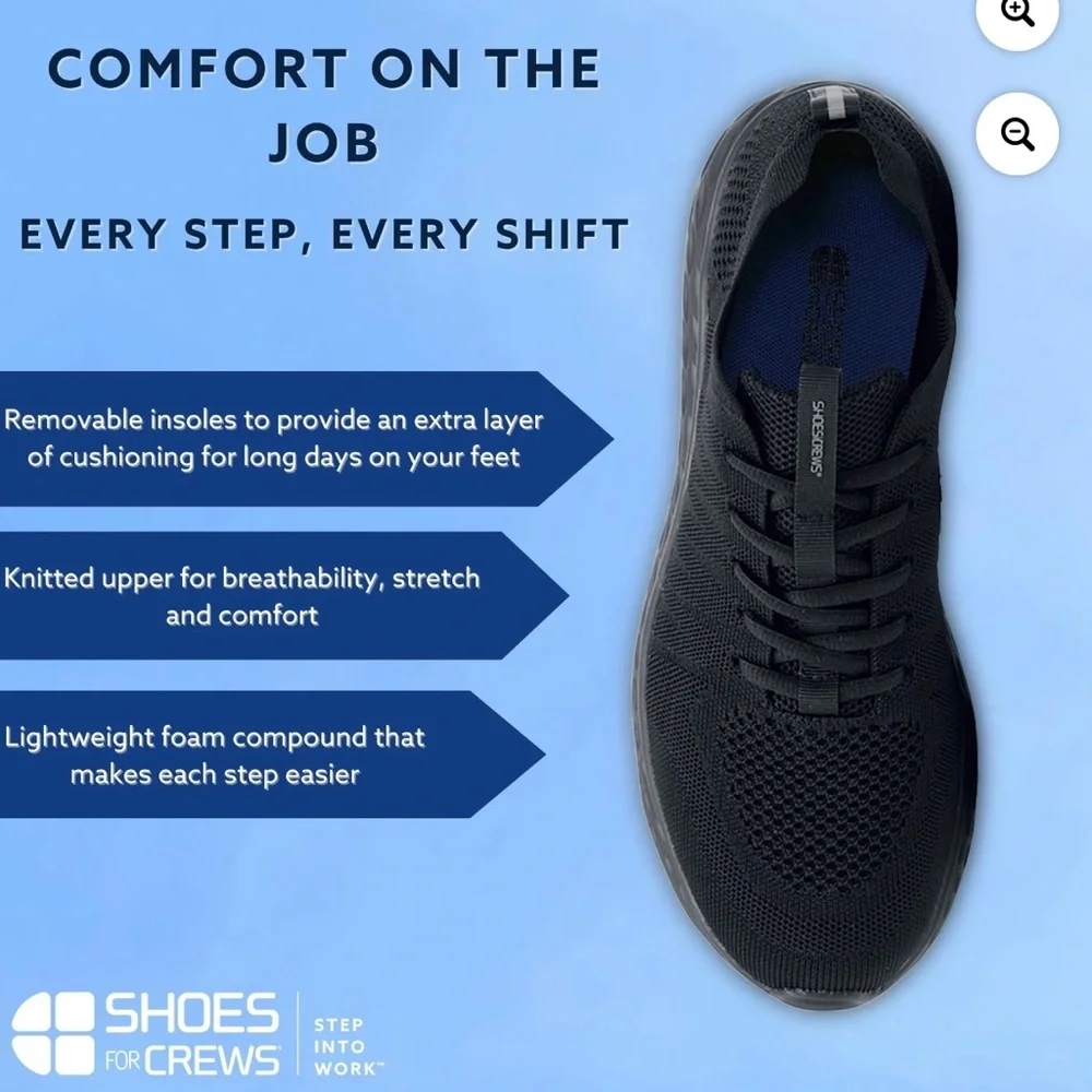 ❤️Shoes ForCrews EverlightWomen's Slip Resistant Work Shoes, Black Knit Sneakers - Picture 5 of 16